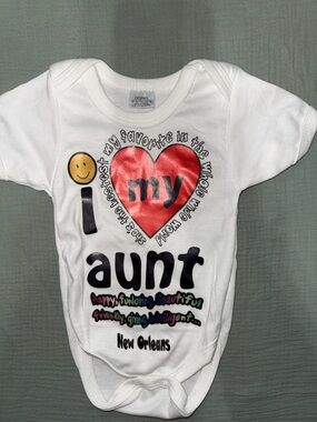 White "I ♥ My Aunt"  New Orleans Baby Bodysuit 3/6M